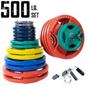 500 lb. Color Rubber Grip Olympic Weight Set with 7ft. Olympic Bar, Collars