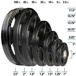 Rubber Grip Olympic Plates 2.5, 5, 10, 25, 35, 45, 100 lb. (ORT)