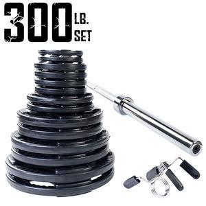300 lb. Rubber Grip Olympic Weight Set with 7ft. Olympic Bar, Collars