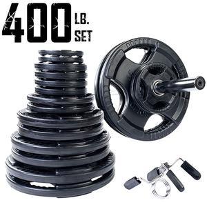 400 lb. Rubber Grip Olympic Weight Set with 7ft. Olympic Bar, Collars
