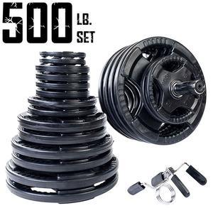 500 lb. Rubber Grip Olympic Weight Set with 7ft. Olympic Bar, Collars